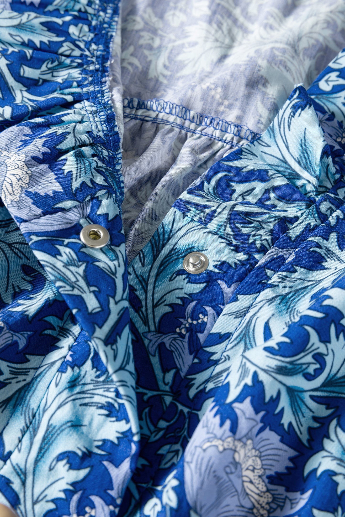 Brown Floral Printed Frilled V Neck Bracelet Sleeve Long Dress