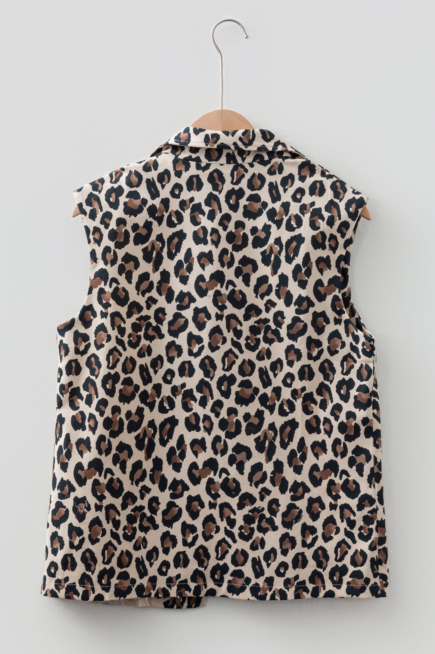 Brown Leopard Open Front Jacket Vest