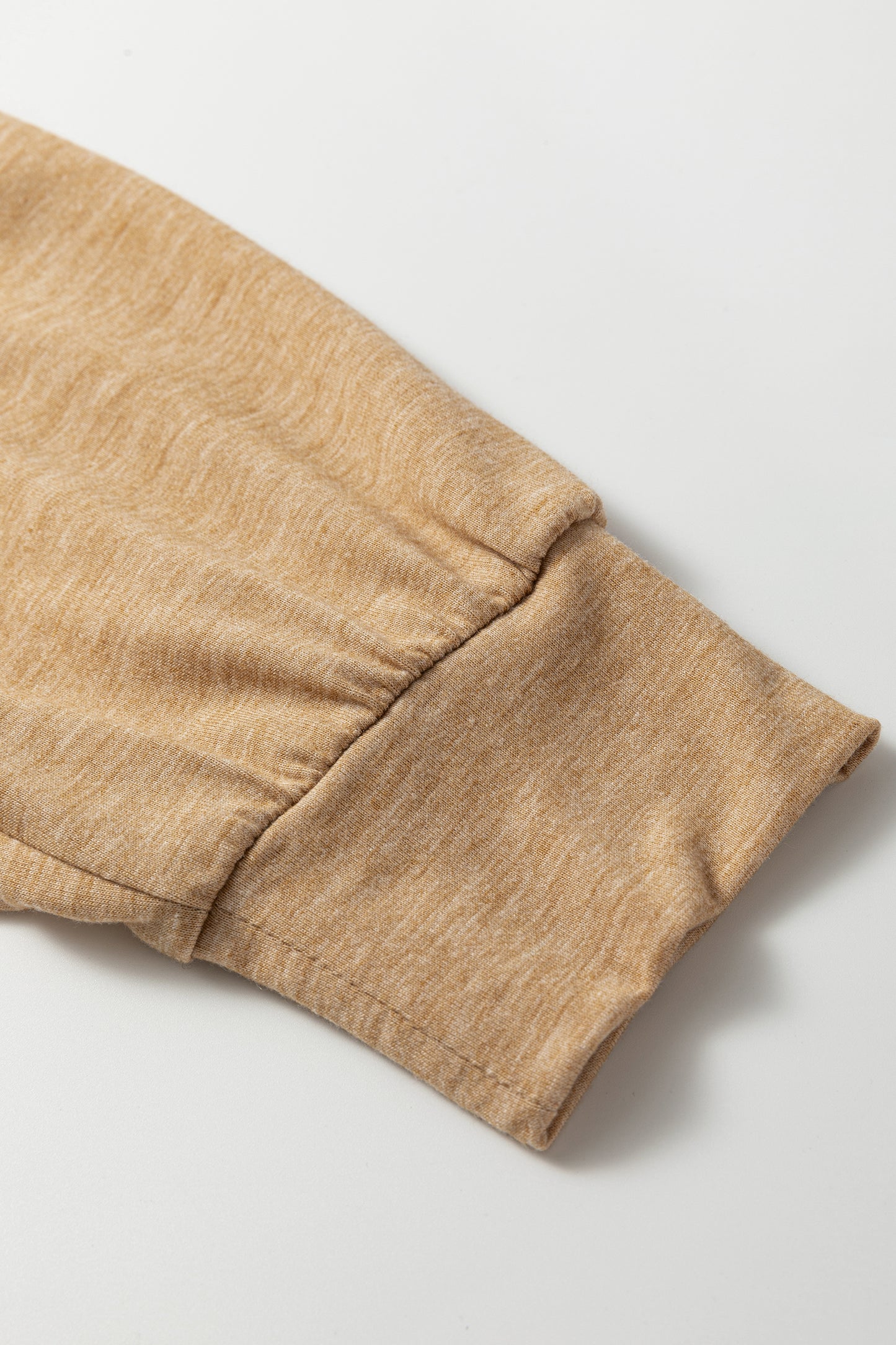 Jungle Green Exposed Stitching Colorblock V Neck Long Sleeve Top