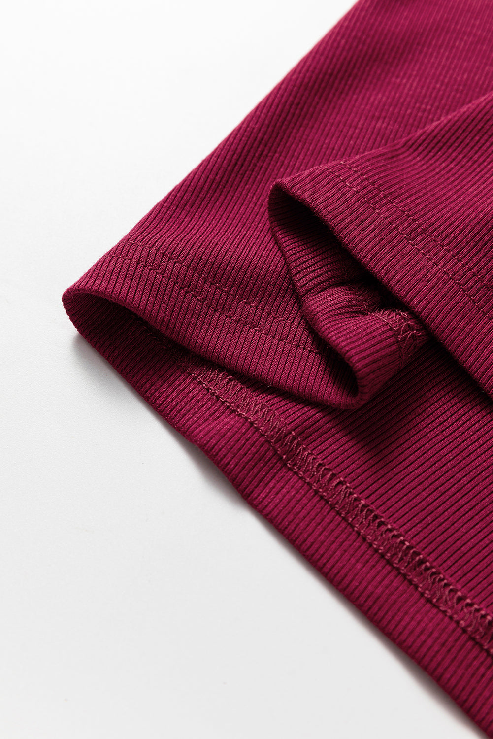 Wild Ginger Contrast Floral Sleeve Solid Ribbed Body Patchwork Long Sleeve Top