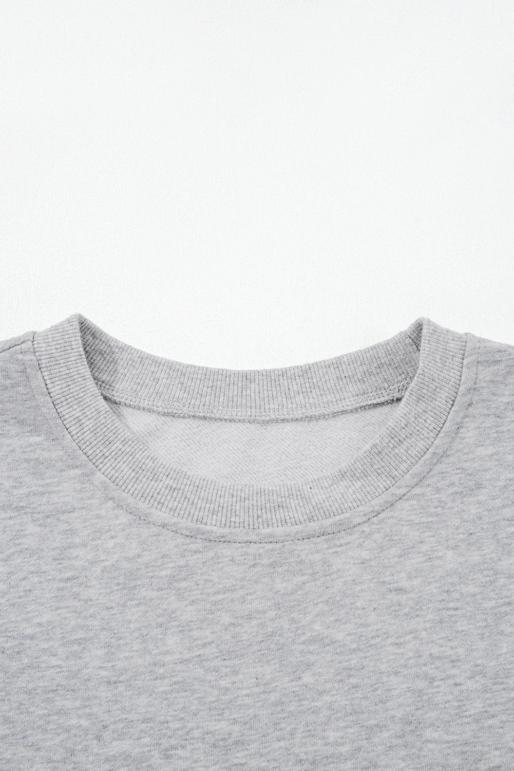 Light Grey Contrast Bow Applique Drop Sleeve Round Neck Sweatshirt